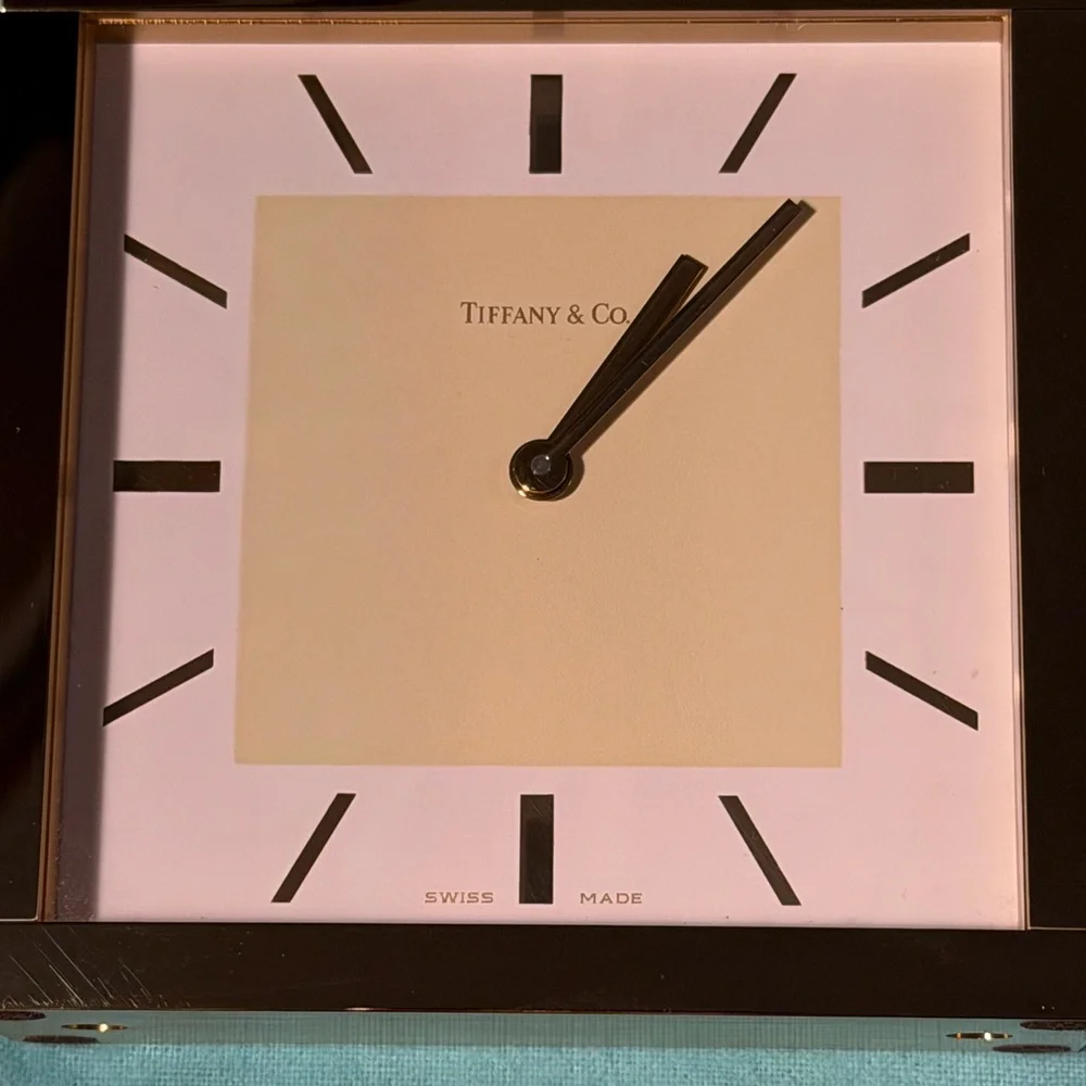 Tiffany & Co. Brushed brass Square table clock